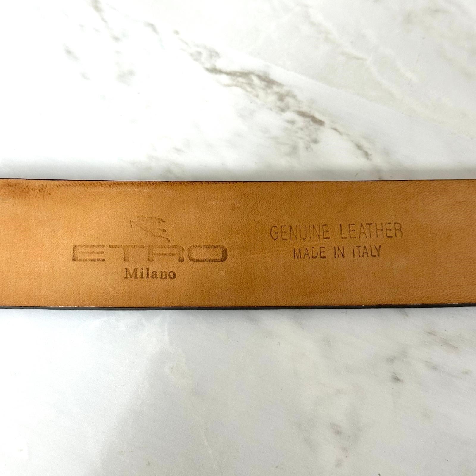 Cintura Etro Donna in Pelle Marrone Stampa Cocco con Fibbia Argento