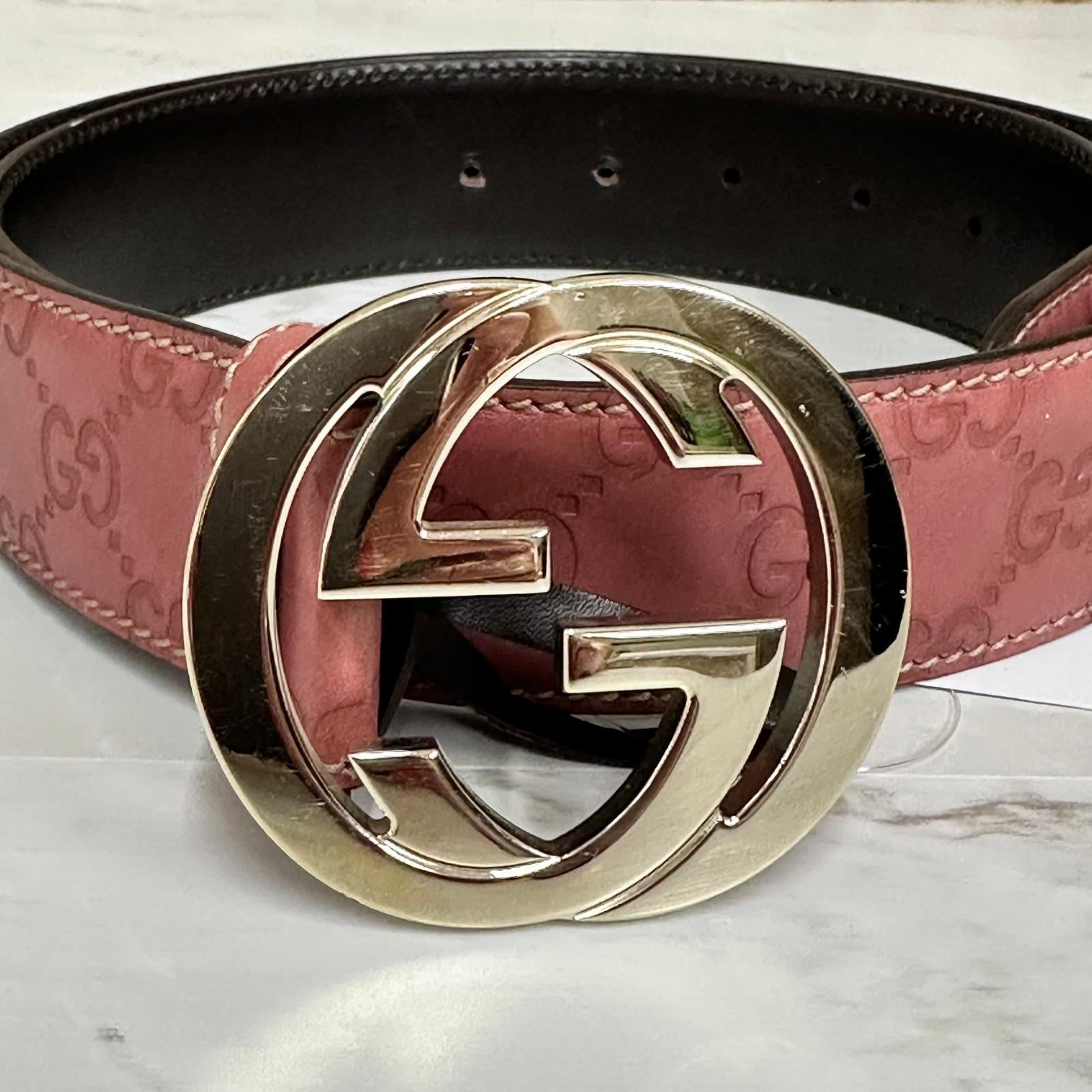 Cintura Gucci GG in Pelle Rosa Mis. 90