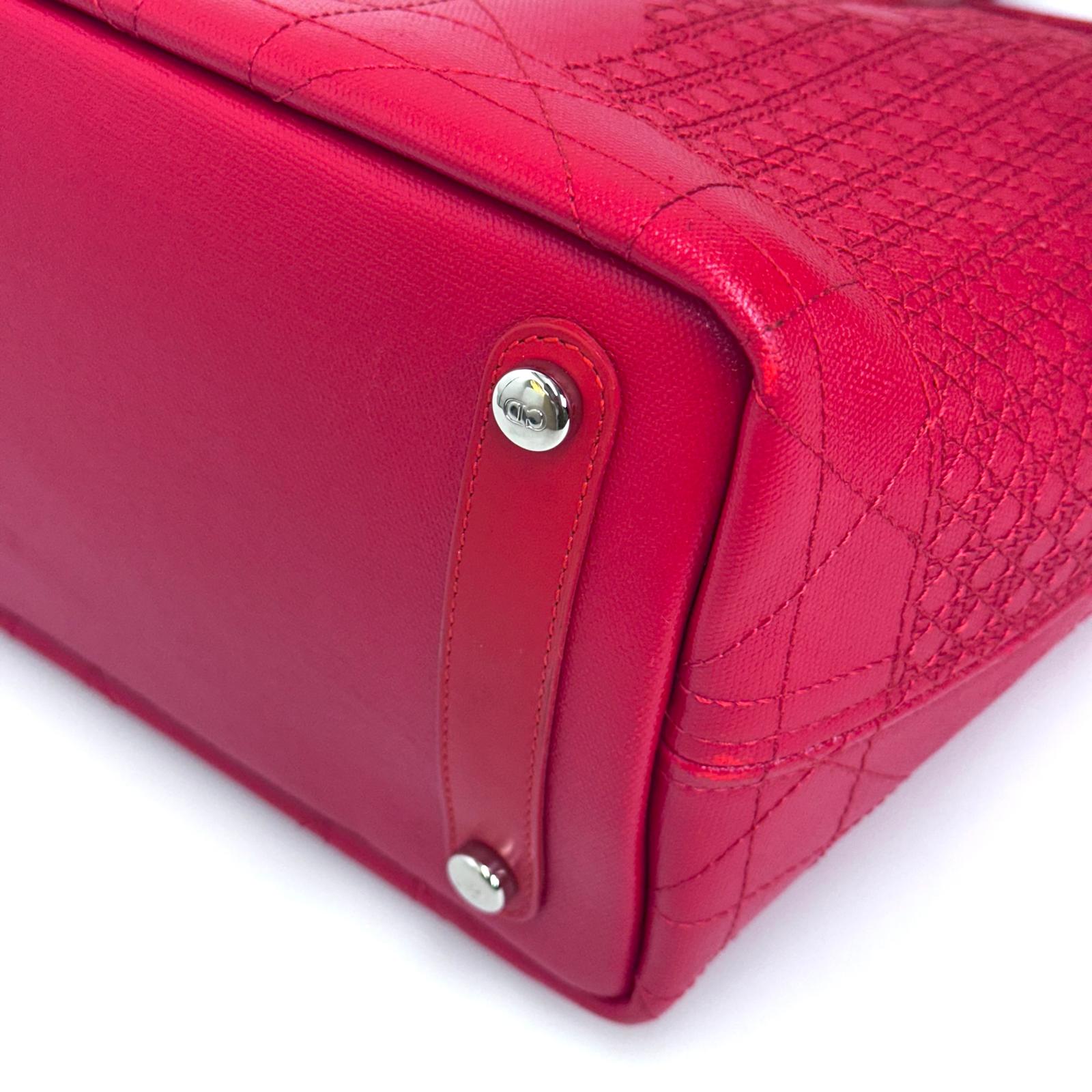 Dior Borsa Panarea Tote in tela Cannage rosso corallo