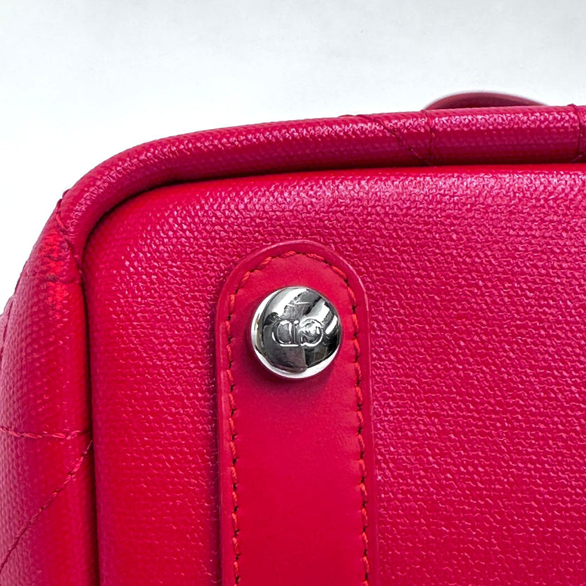 Dior Borsa Panarea Tote in tela Cannage rosso corallo