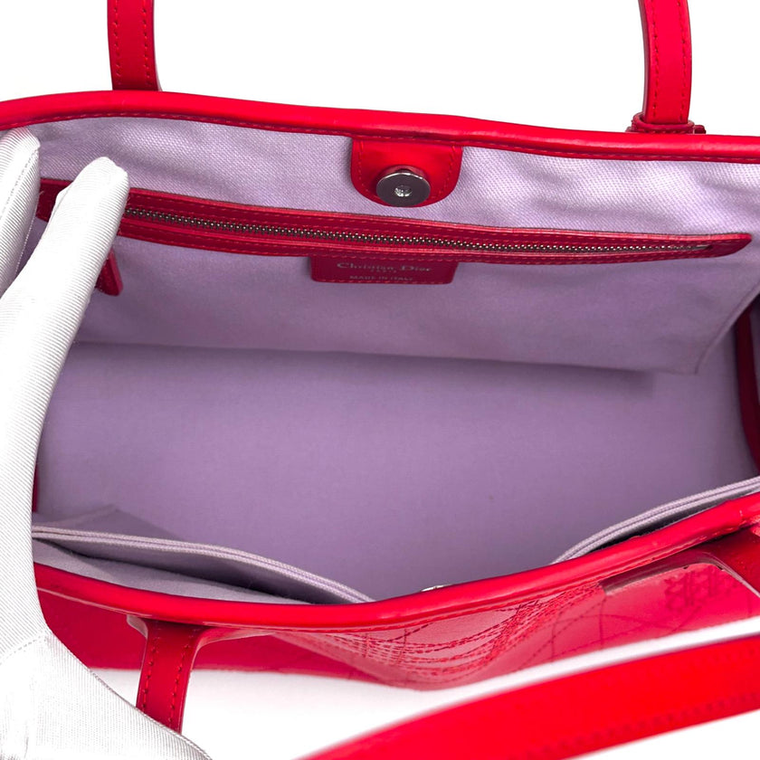 Dior Borsa Panarea Tote in tela Cannage rosso corallo