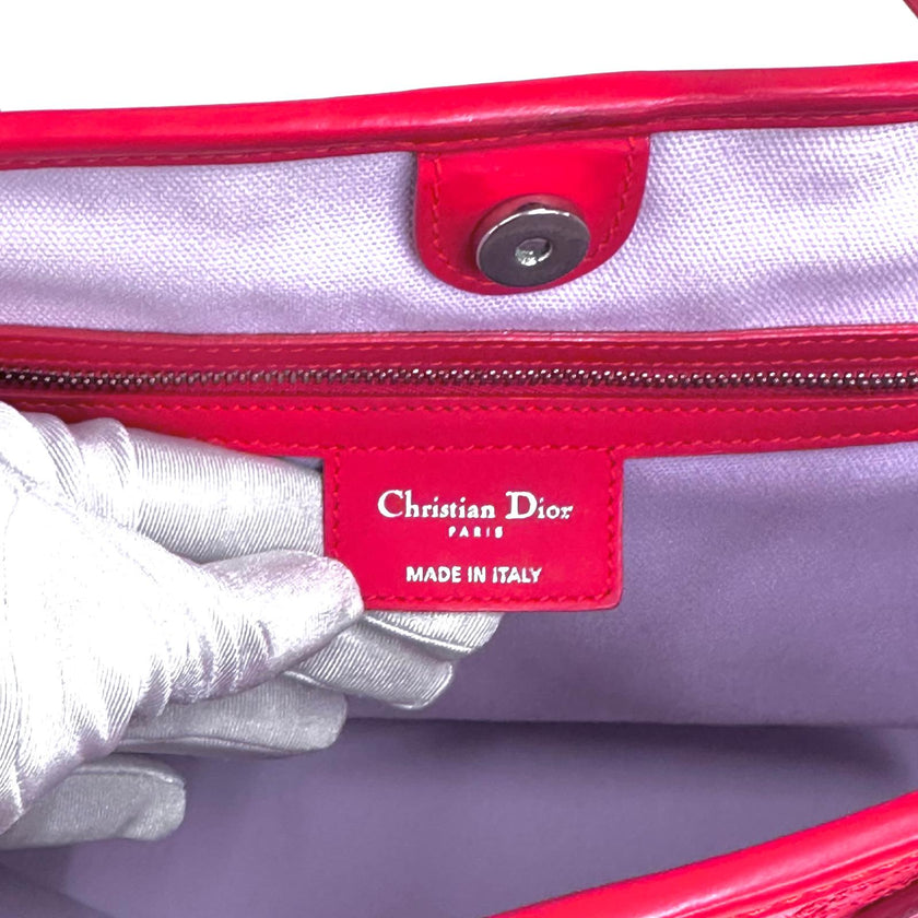 Dior Borsa Panarea Tote in tela Cannage rosso corallo