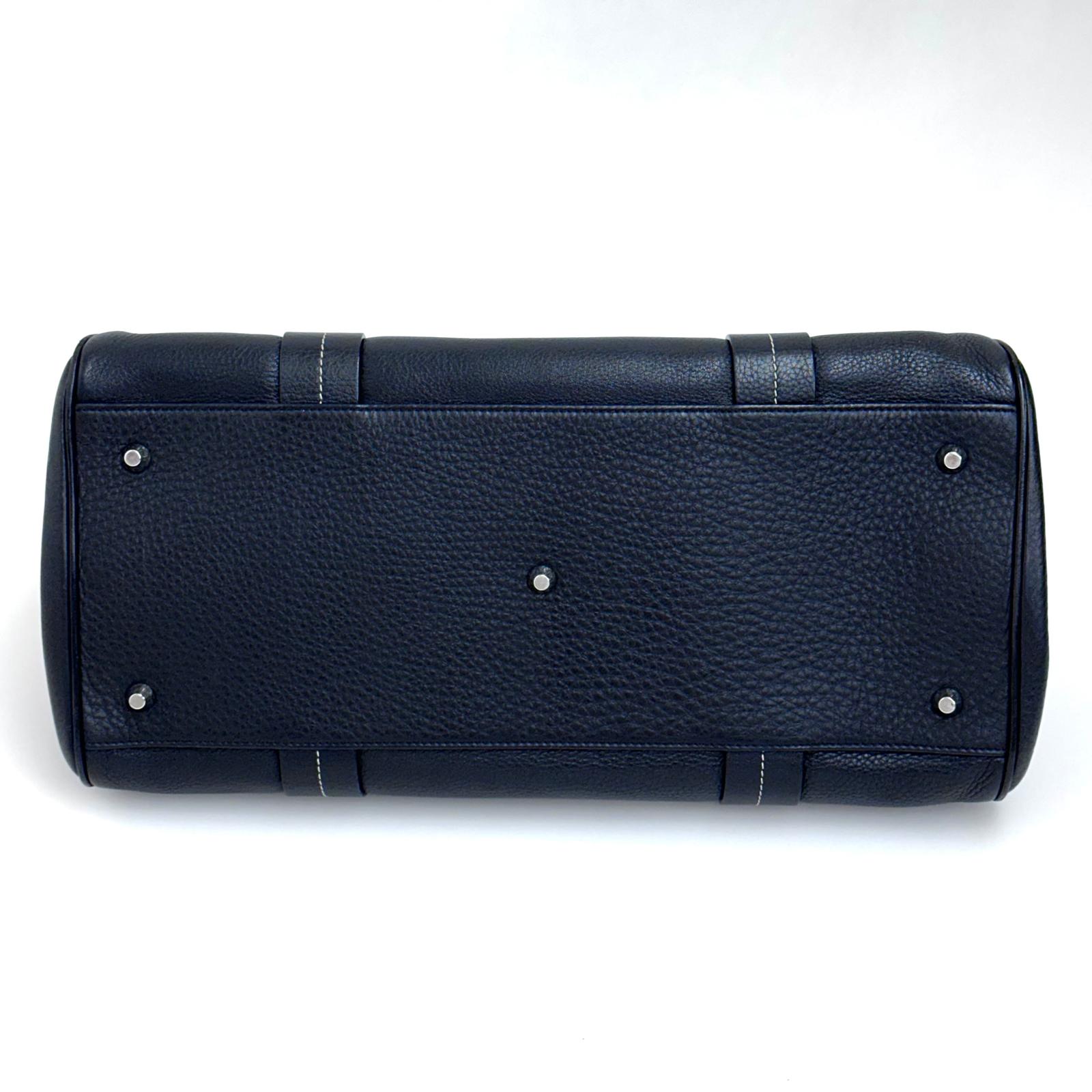 Dior Gaucho Bowling Bag in pelle nera con fibbia e charm CD