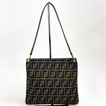 Fendi Borsa a Spalla Vintage in Tessuto Zucca Marrone