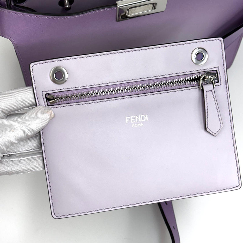 Fendi Peekaboo Regular in Pelle Sfumata Lilla con Finiture Silver