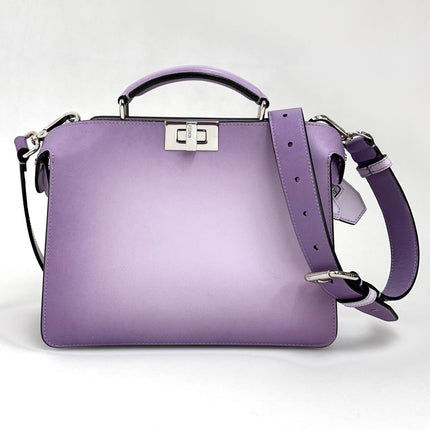 Fendi Peekaboo Regular in Pelle Sfumata Lilla con Finiture Silver
