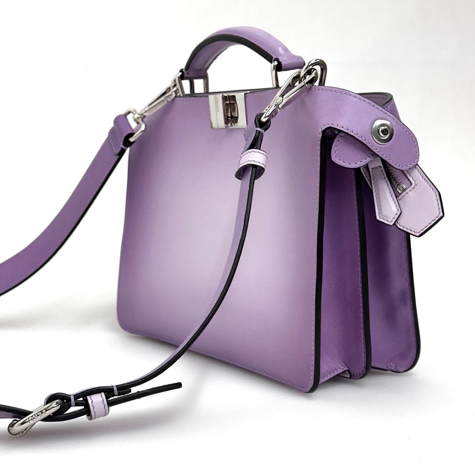 Fendi Peekaboo Regular in Pelle Sfumata Lilla con Finiture Silver