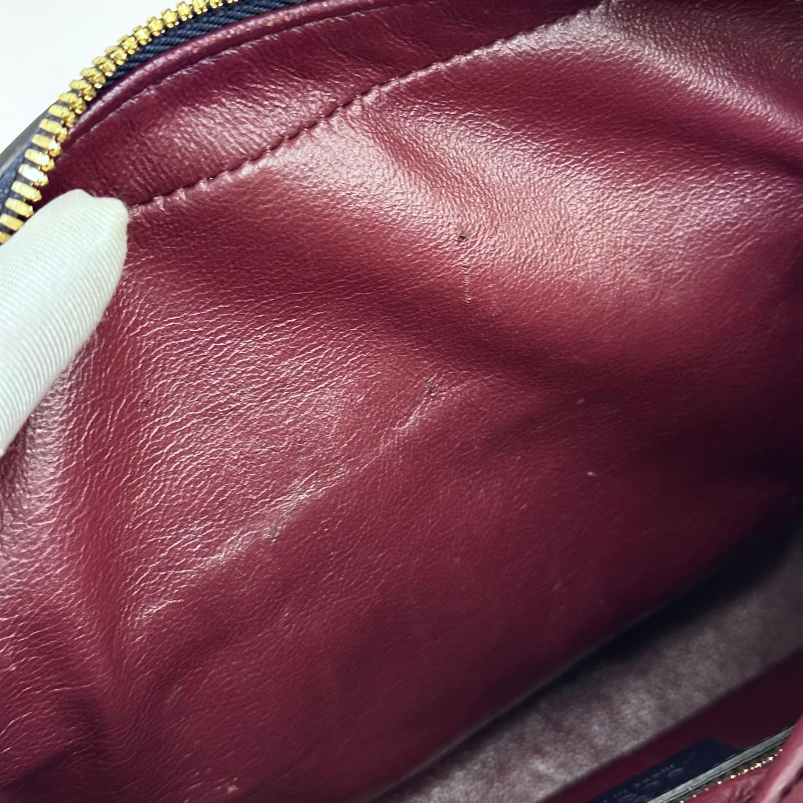 Gucci 1955 Horsebit Camera Bag a Tracolla in Canvas Beige e Pelle Blu