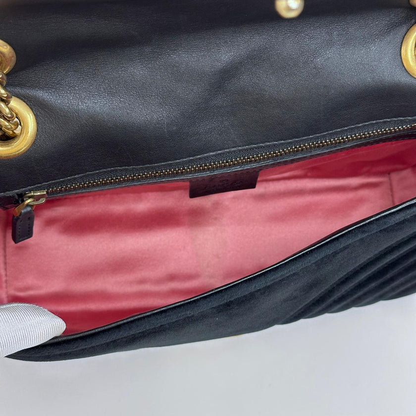 Gucci Borsa GG Marmont Small in Velluto Nero