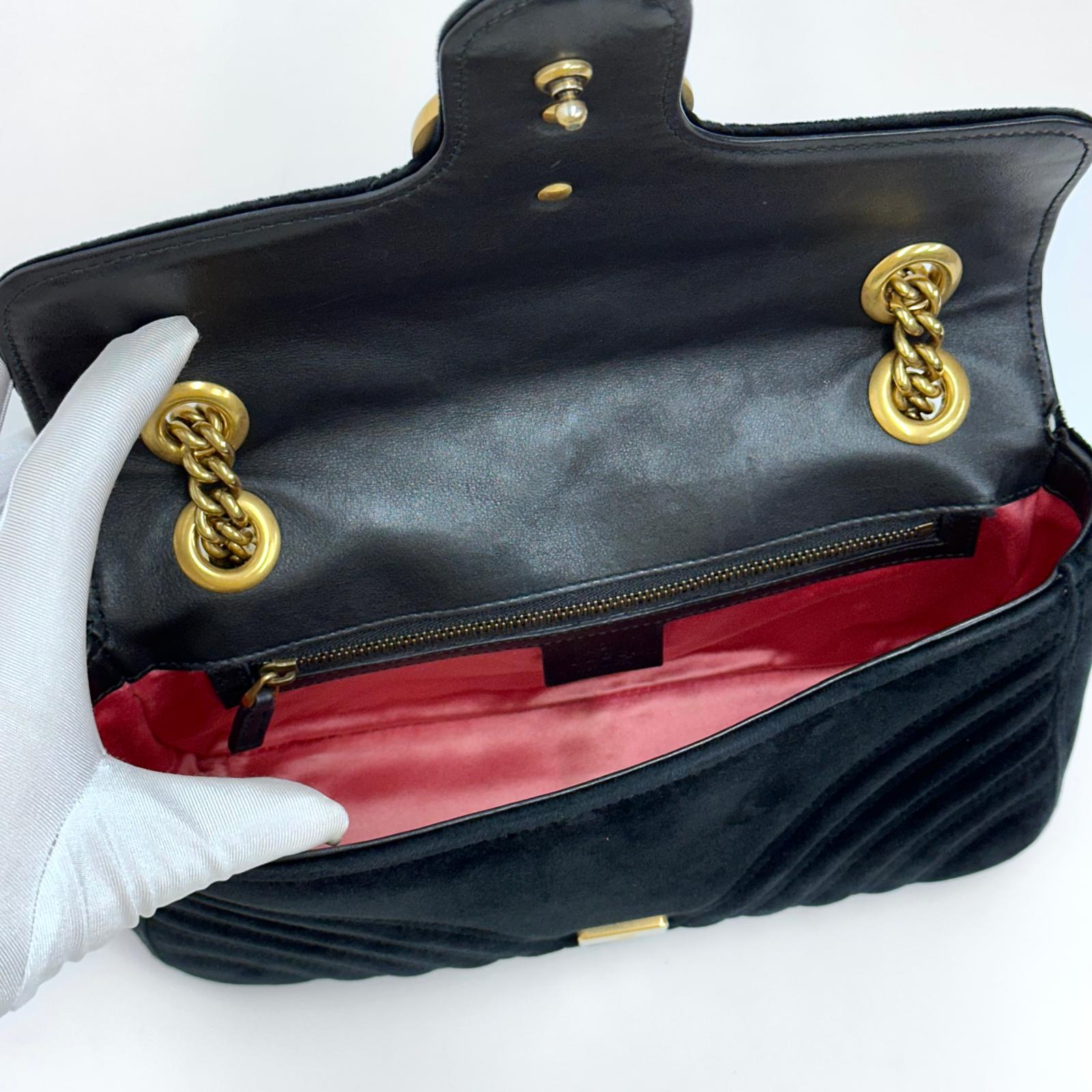 Gucci Borsa GG Marmont Small in Velluto Nero