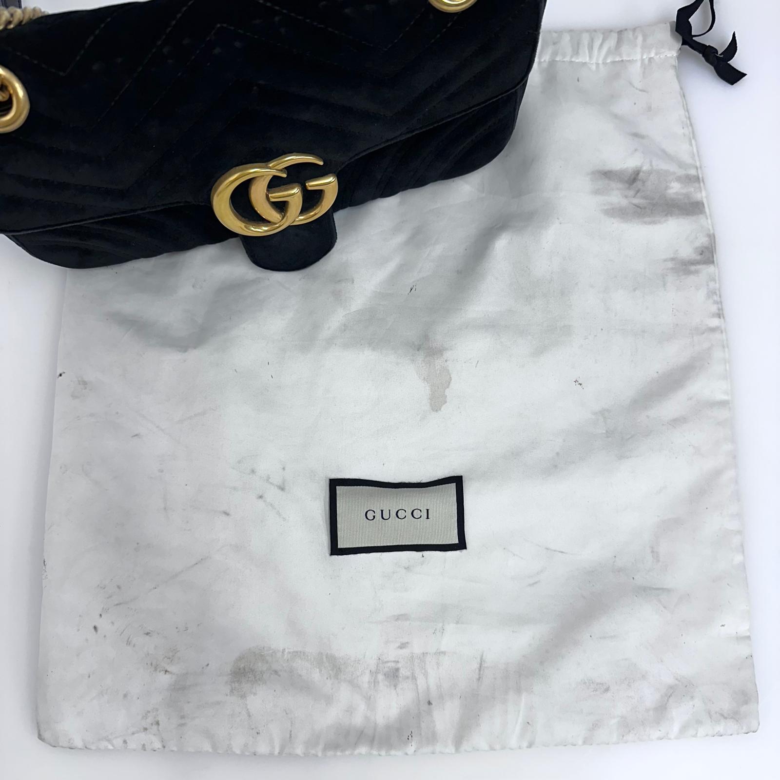 Gucci Borsa GG Marmont Small in Velluto Nero