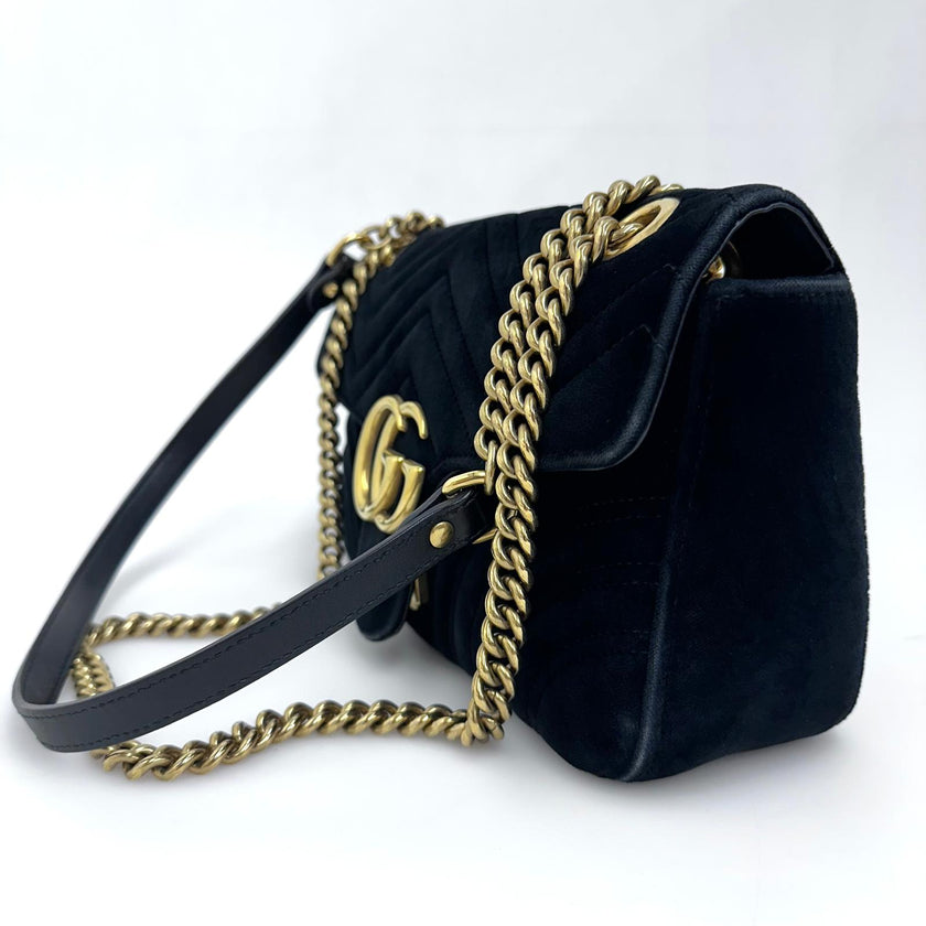 Gucci Borsa GG Marmont Small in Velluto Nero