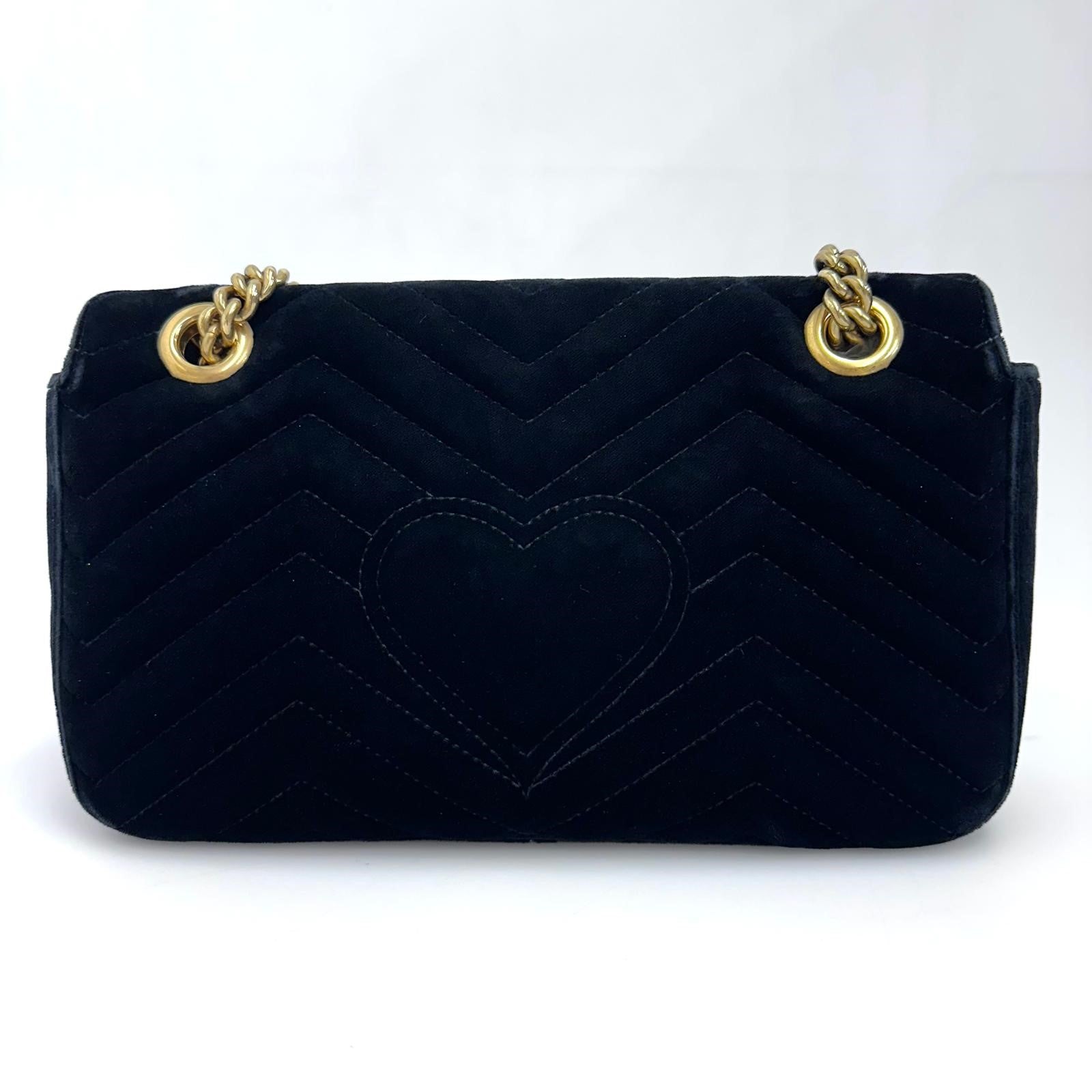 Gucci Borsa GG Marmont Small in Velluto Nero