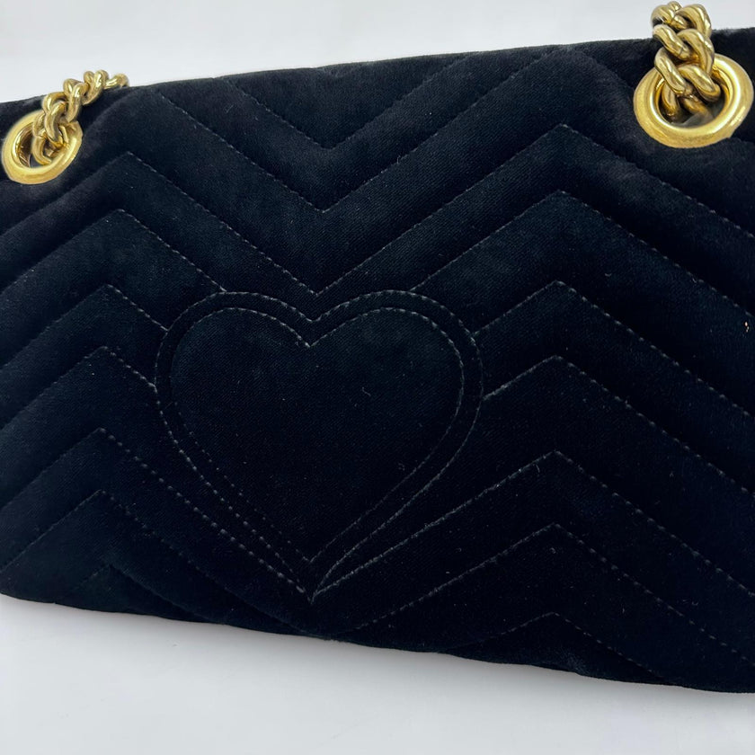 Gucci Borsa GG Marmont Small in Velluto Nero