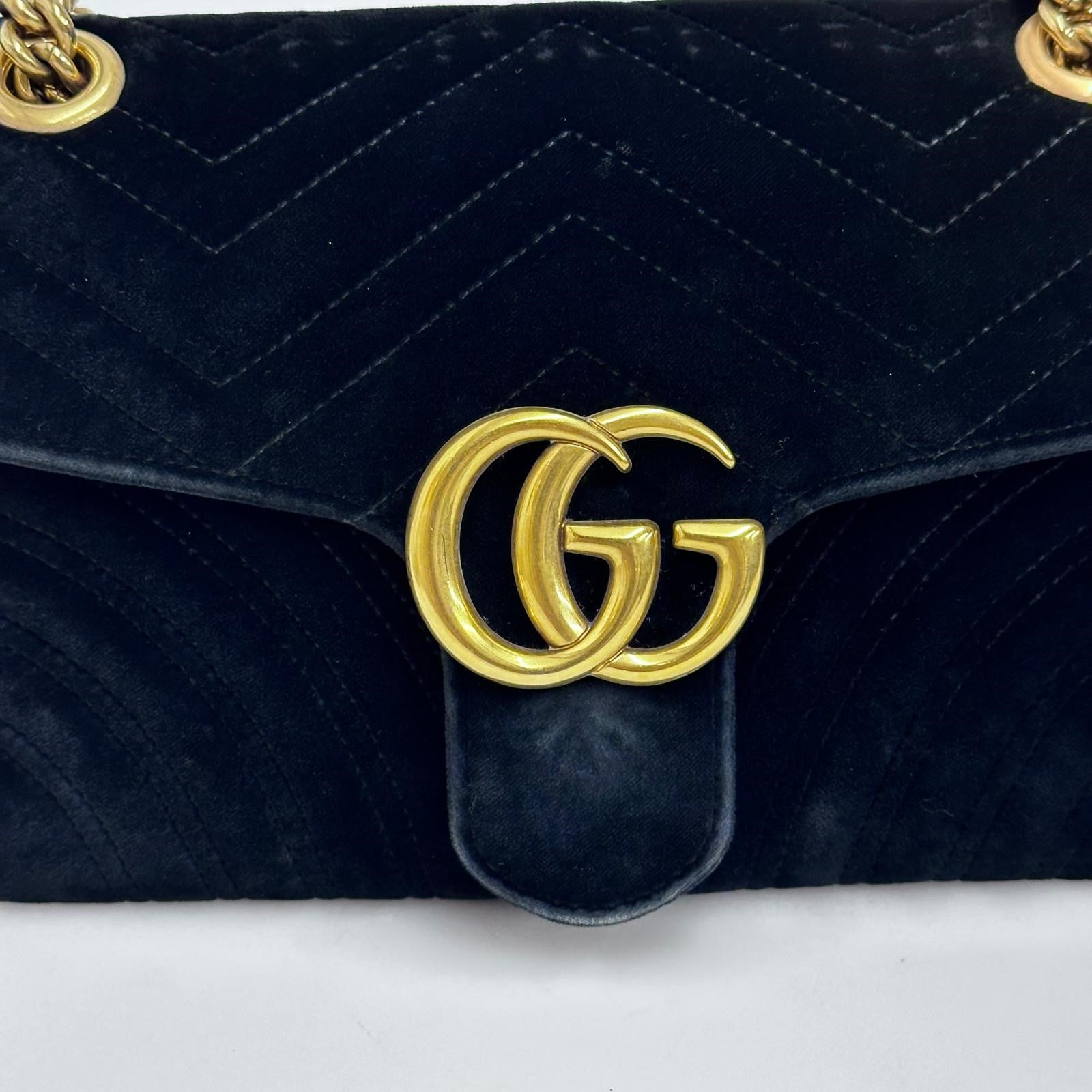 Gucci Borsa GG Marmont Small in Velluto Nero