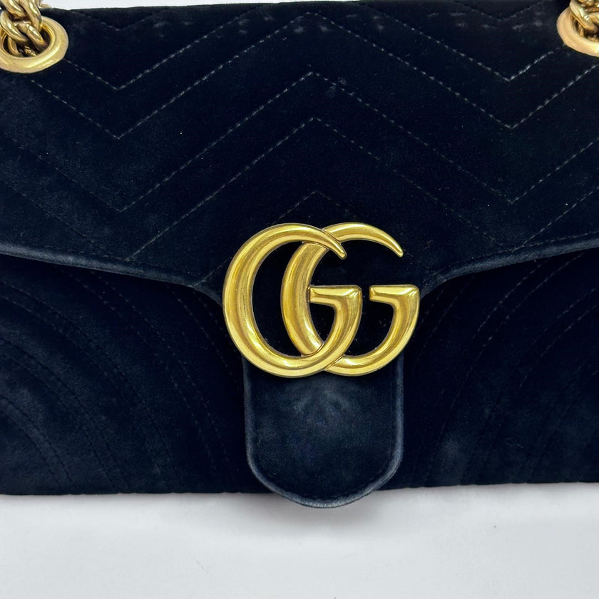 Gucci Borsa GG Marmont Small in Velluto Nero
