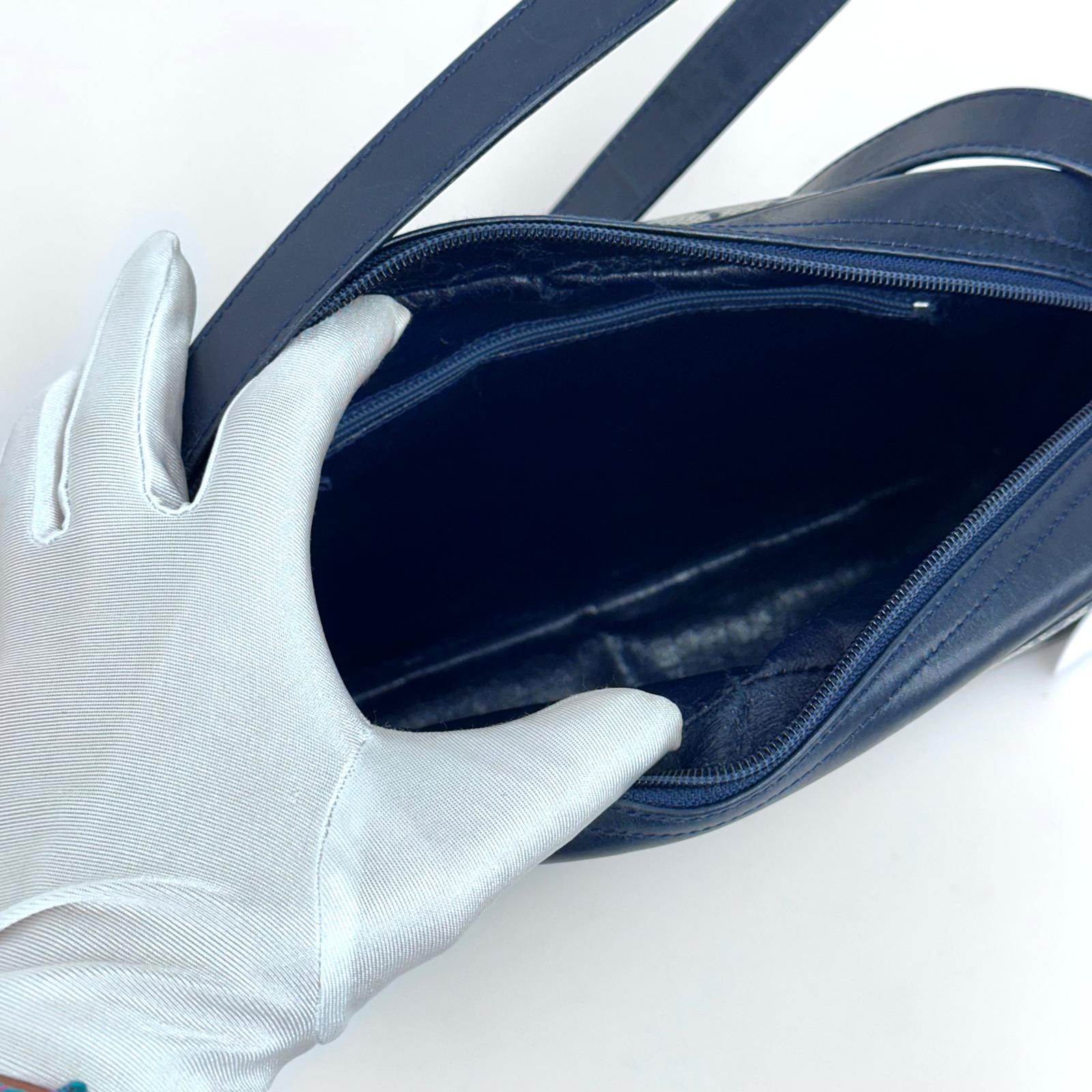 Gucci Borsa Messenger Horsebit Vintage in Tela GG Supreme e Pelle Blu