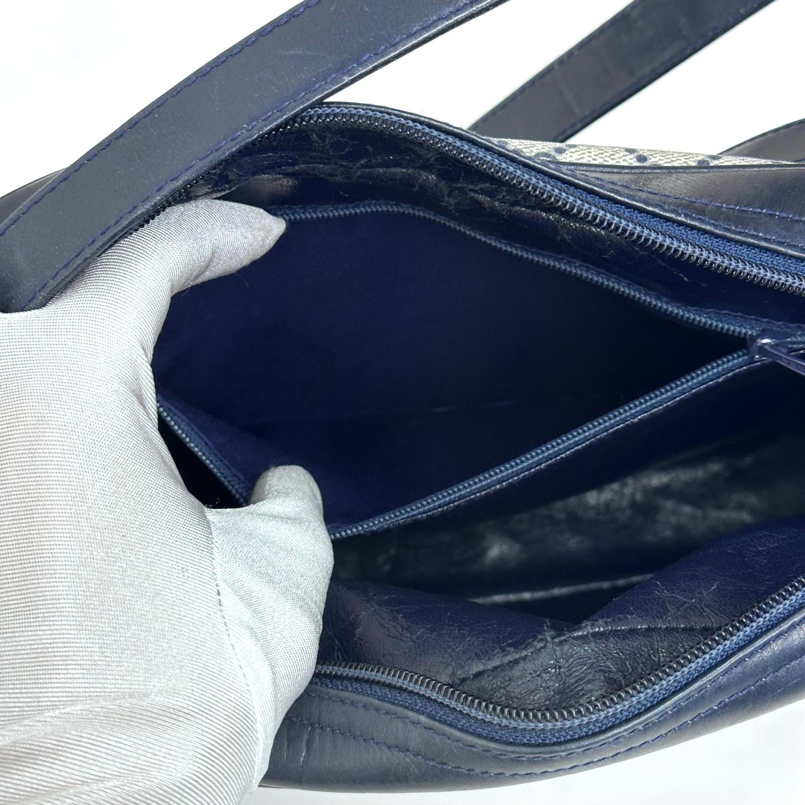 Gucci Borsa Messenger Horsebit Vintage in Tela GG Supreme e Pelle Blu