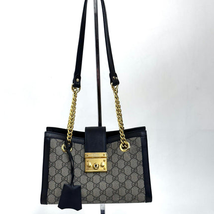 Gucci Borsa Padlock GG Supreme con finiture nere
