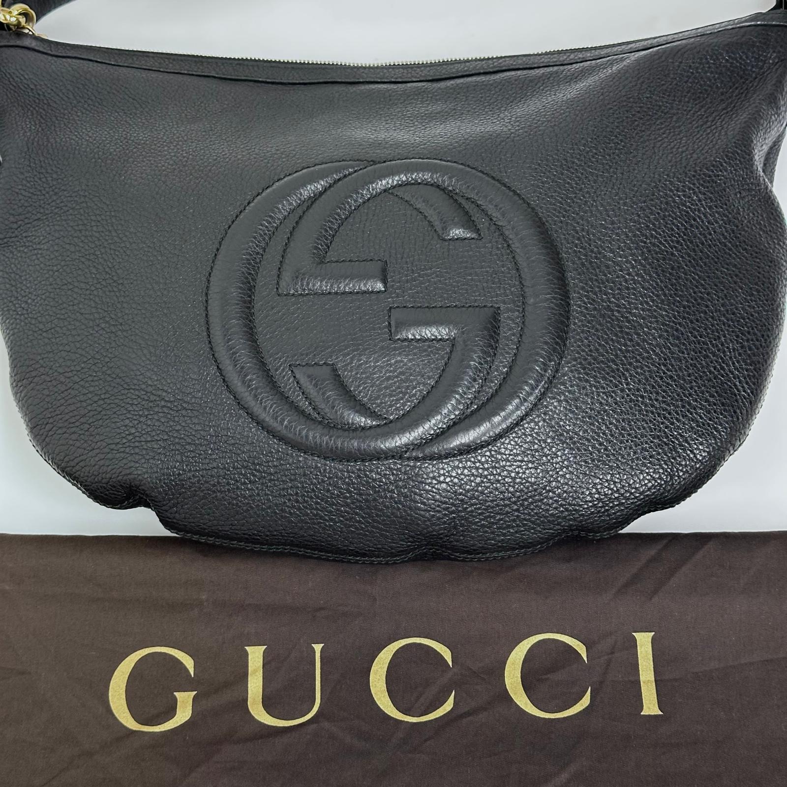 Gucci Borsa Soho Disco Bag in Pelle Martellata Nera