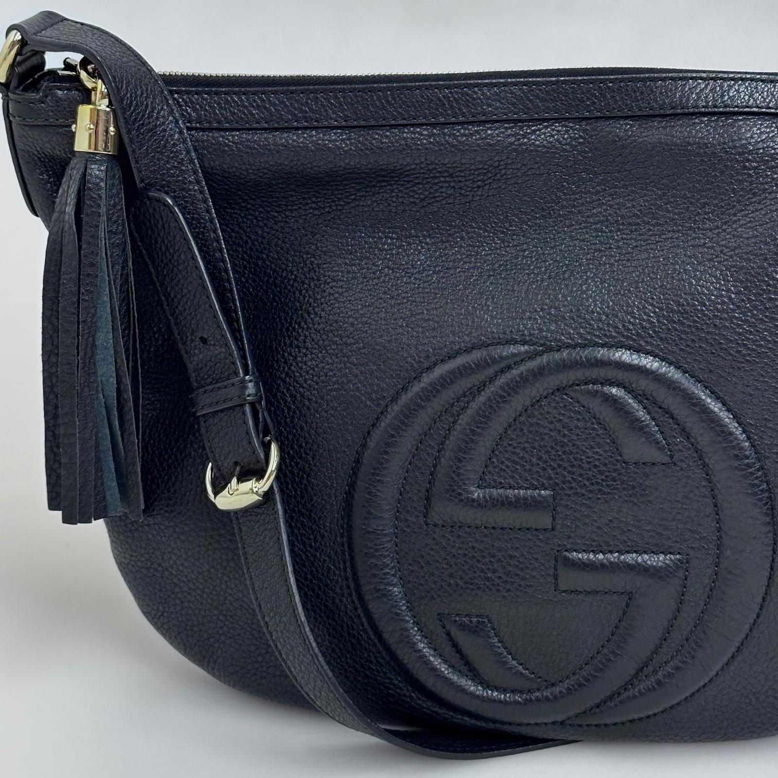 Gucci Borsa Soho Disco Bag in Pelle Martellata Nera