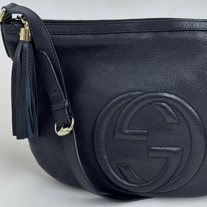 Gucci Borsa Soho Disco Bag in Pelle Martellata Nera