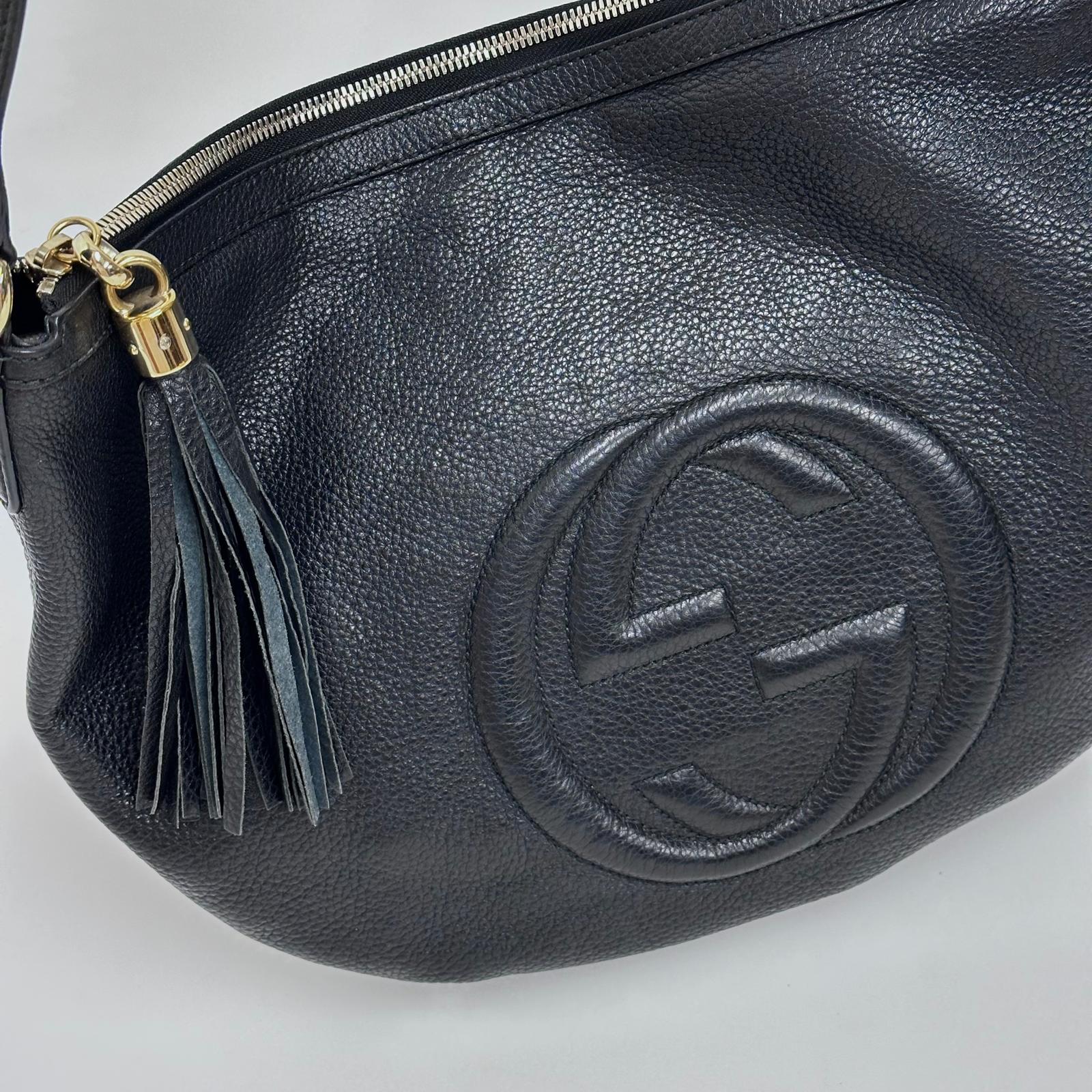 Gucci Borsa Soho Disco Bag in Pelle Martellata Nera
