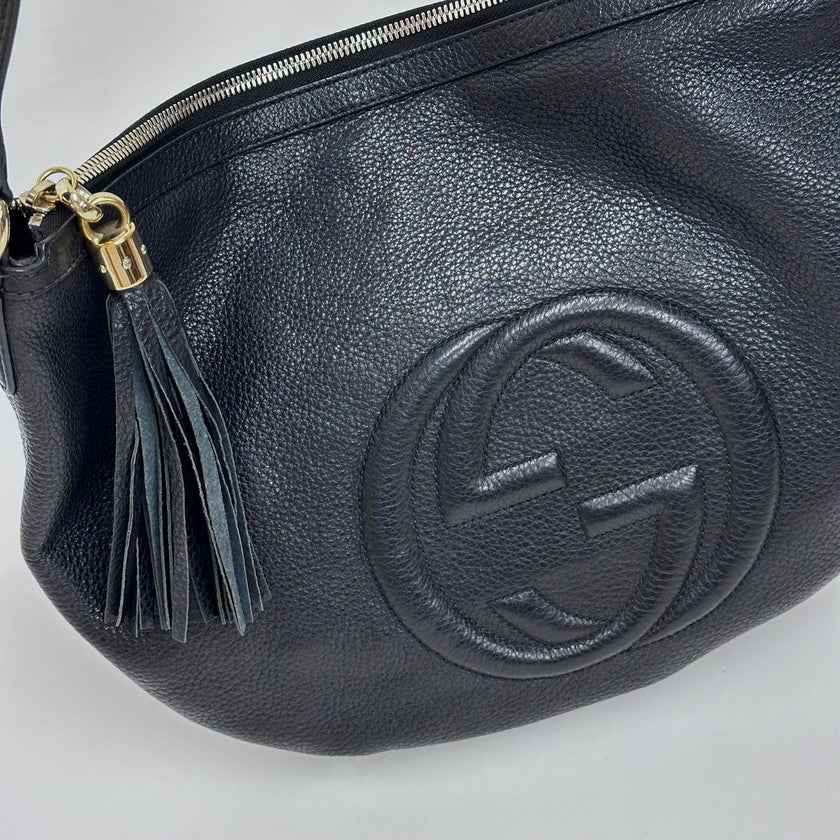 Gucci Borsa Soho Disco Bag in Pelle Martellata Nera