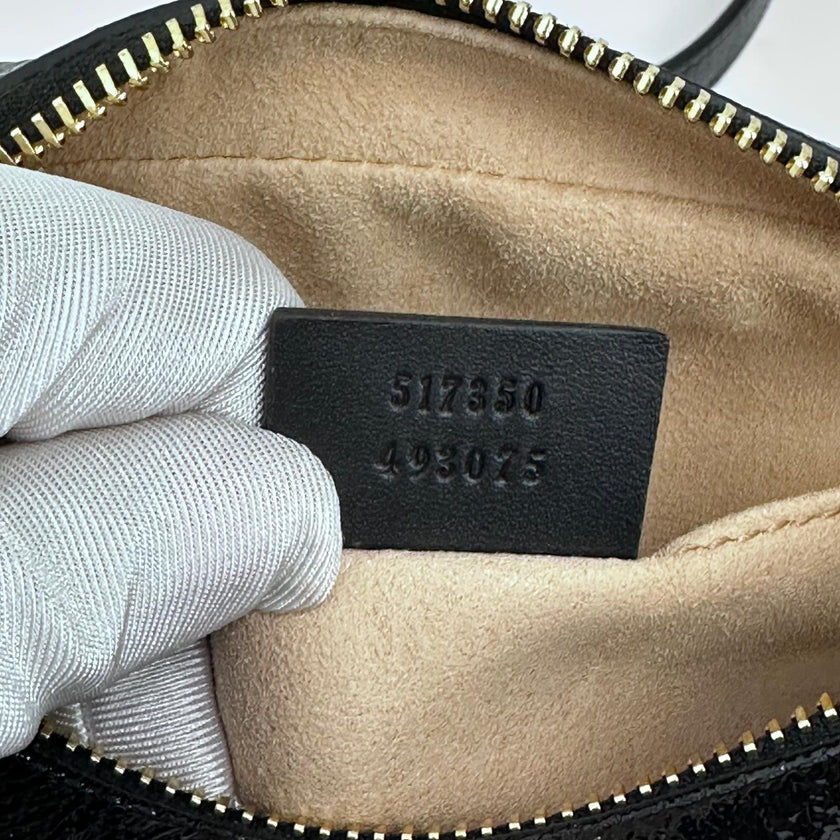 Gucci Ophidia Small Camera Bag in Camoscio Nero e Pelle Verniciata