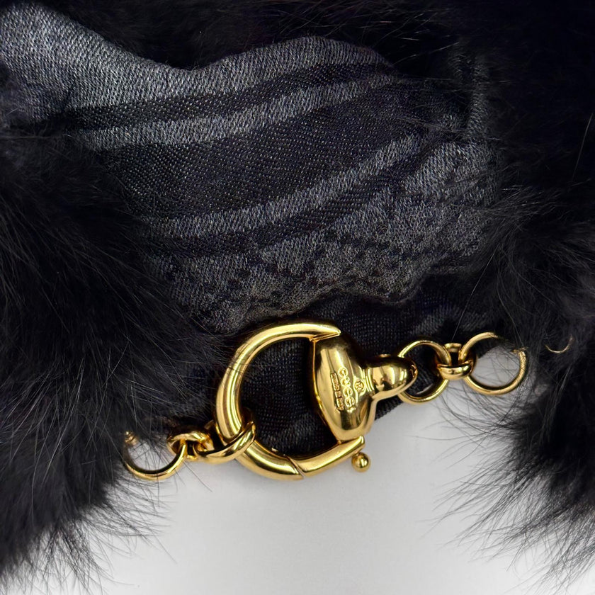 Gucci Sciarpa in Lana e Seta con Bordo in Pelliccia di Volpe Argentata