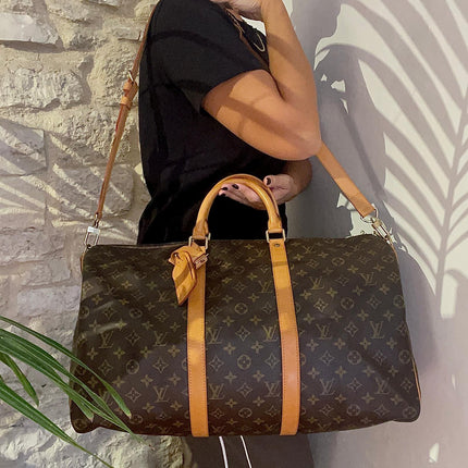 Louis Vuitton Borsa da Viaggio a Tracolla Keepall Bandoulière 50 in Tela Monogram