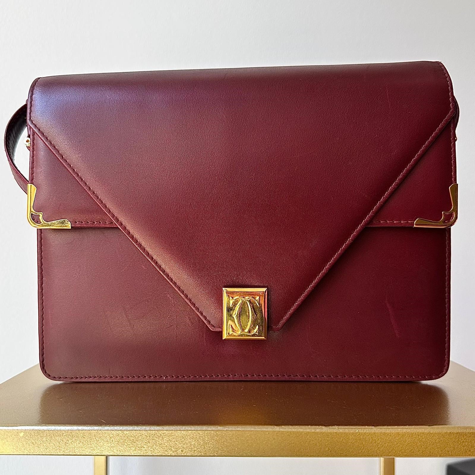 Must de Cartier Borsa a Tracolla Vintage in Pelle Bordeaux