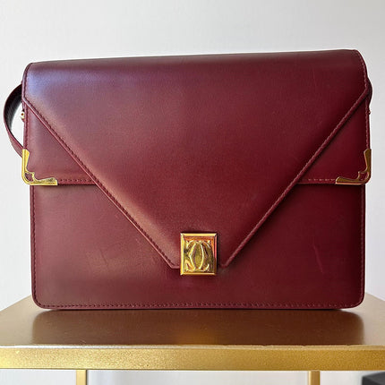 Must de Cartier Borsa a Tracolla Vintage in Pelle Bordeaux
