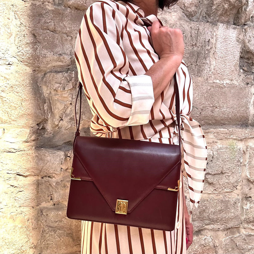 Must de Cartier Borsa a Tracolla Vintage in Pelle Bordeaux