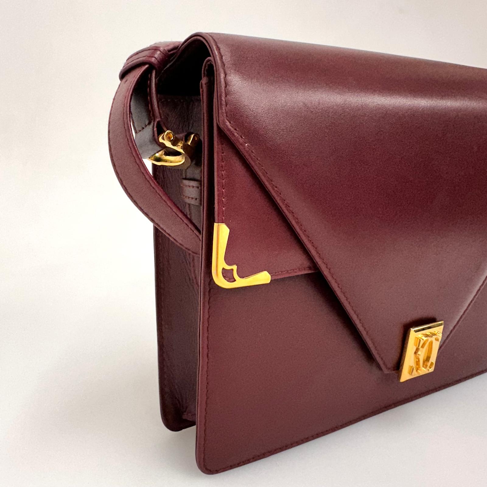 Must de Cartier Borsa a Tracolla Vintage in Pelle Bordeaux