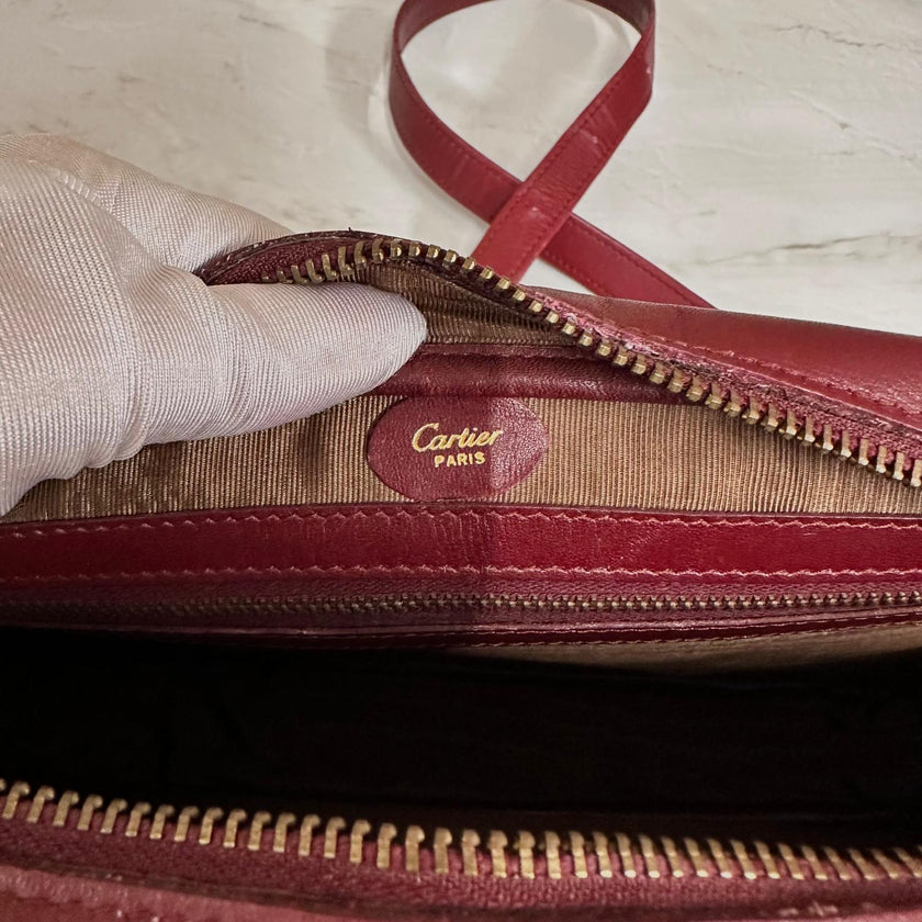 Must de Cartier Borsa Vintage a spalla in pelle bordeaux