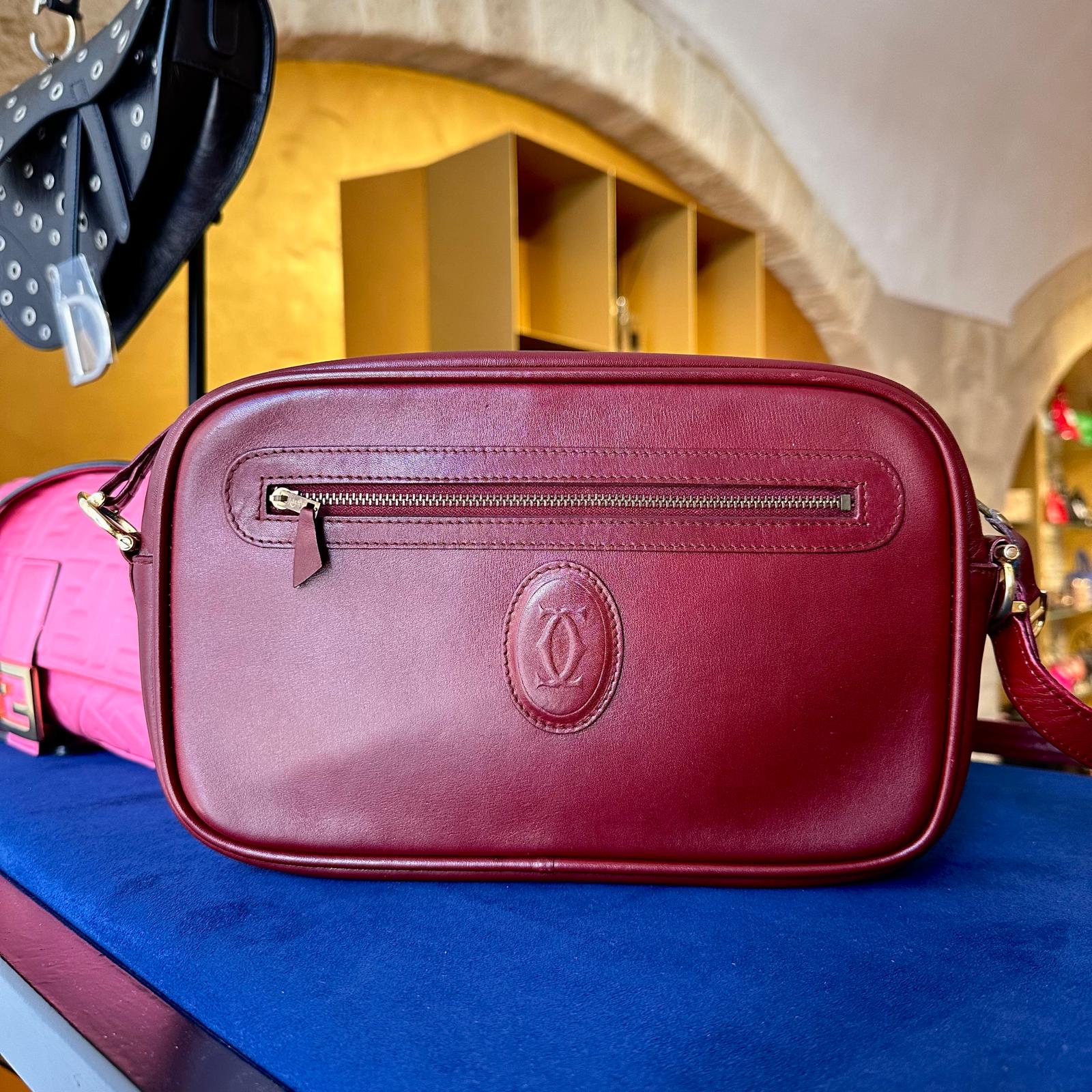 Must de Cartier Borsa Vintage a spalla in pelle bordeaux