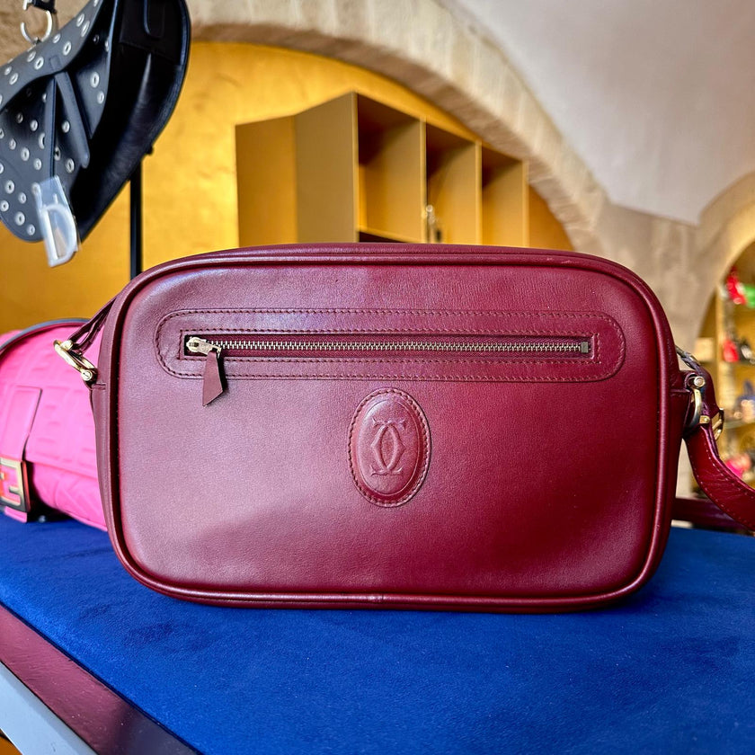 Must de Cartier Borsa Vintage a spalla in pelle bordeaux