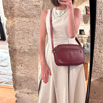 Must de Cartier Borsa Vintage a spalla in pelle bordeaux