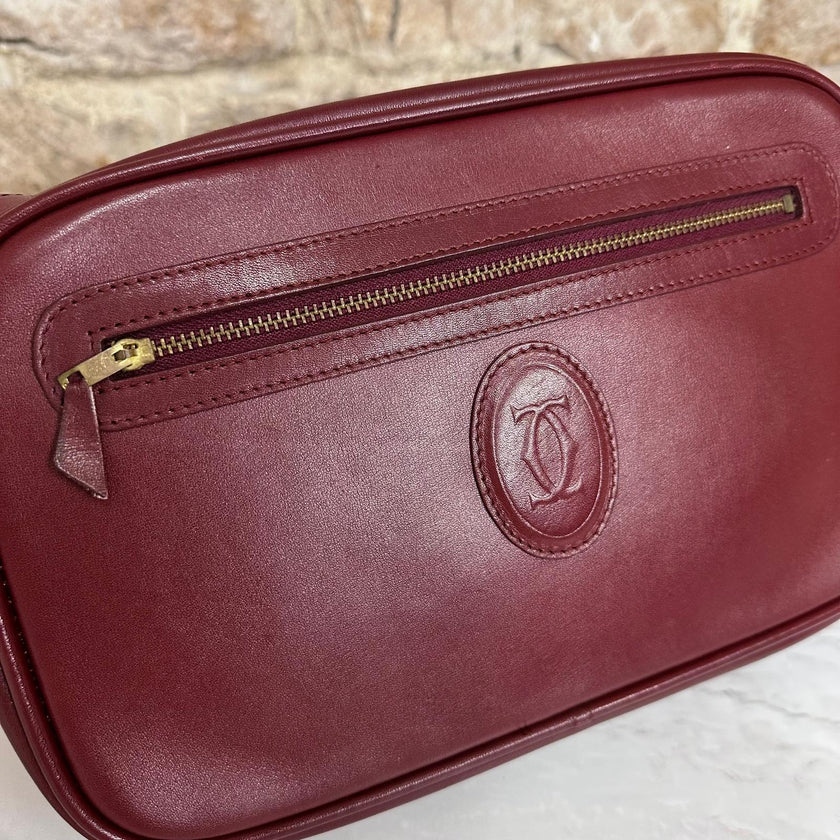Must de Cartier Borsa Vintage a spalla in pelle bordeaux