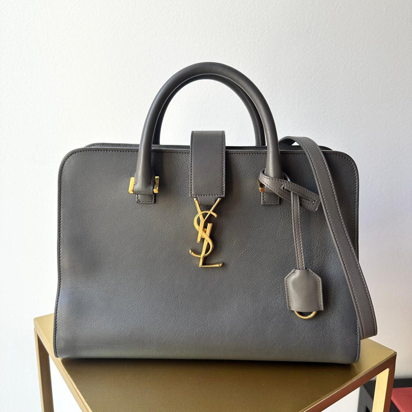 Saint Laurent Borsa Cabas Chyc Medium in pelle grigia