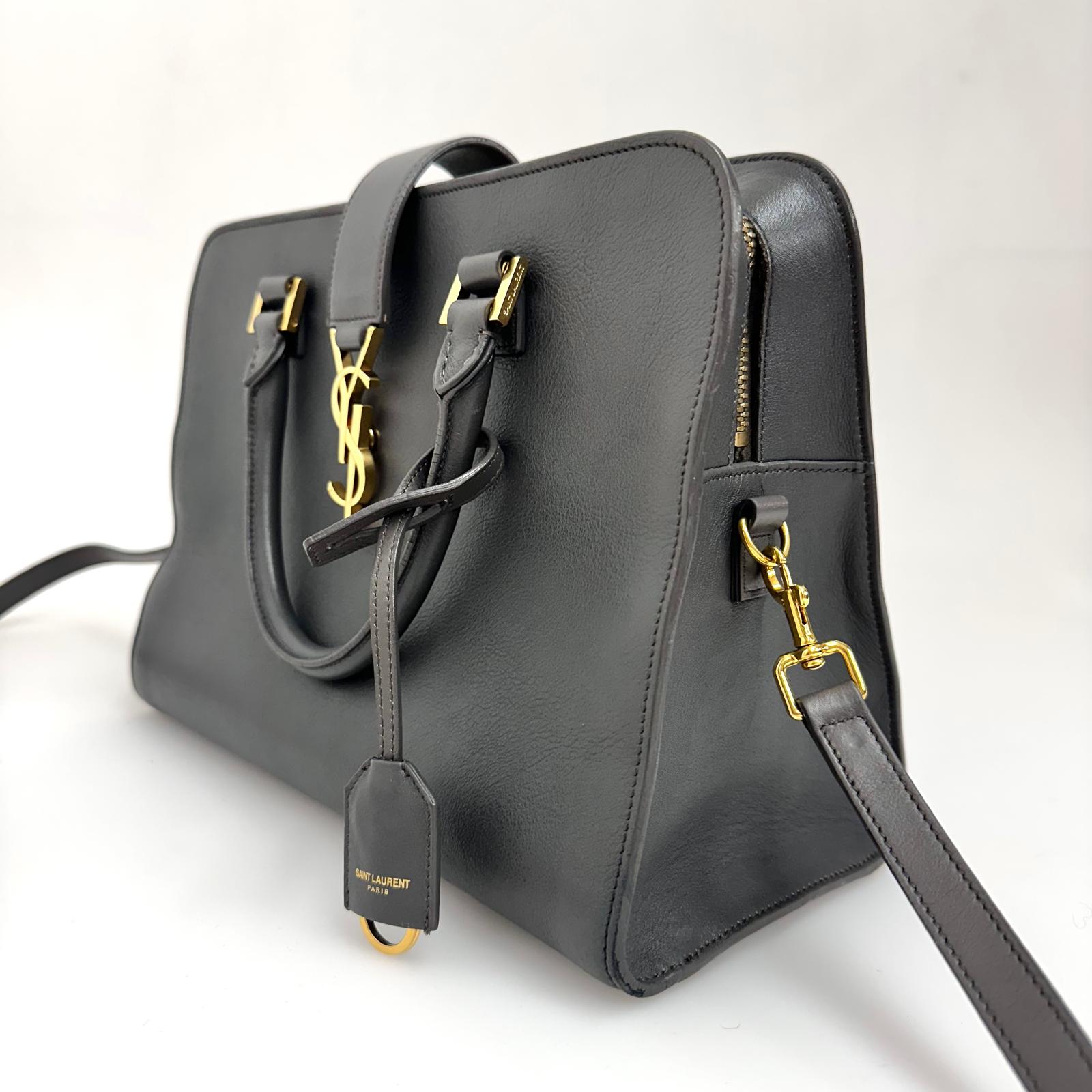 Saint Laurent Borsa Cabas Chyc Medium in pelle grigia
