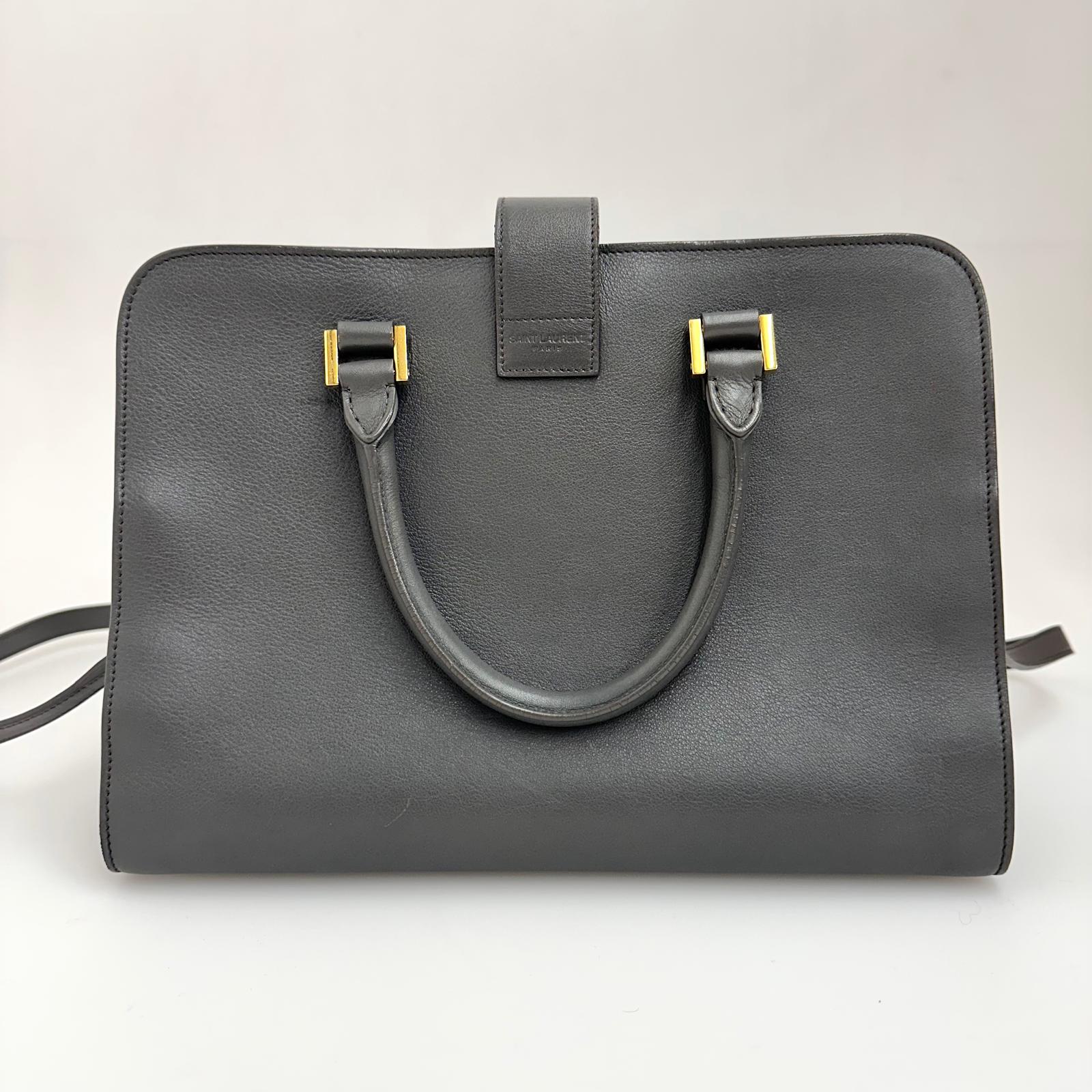 Saint Laurent Borsa Cabas Chyc Medium in pelle grigia
