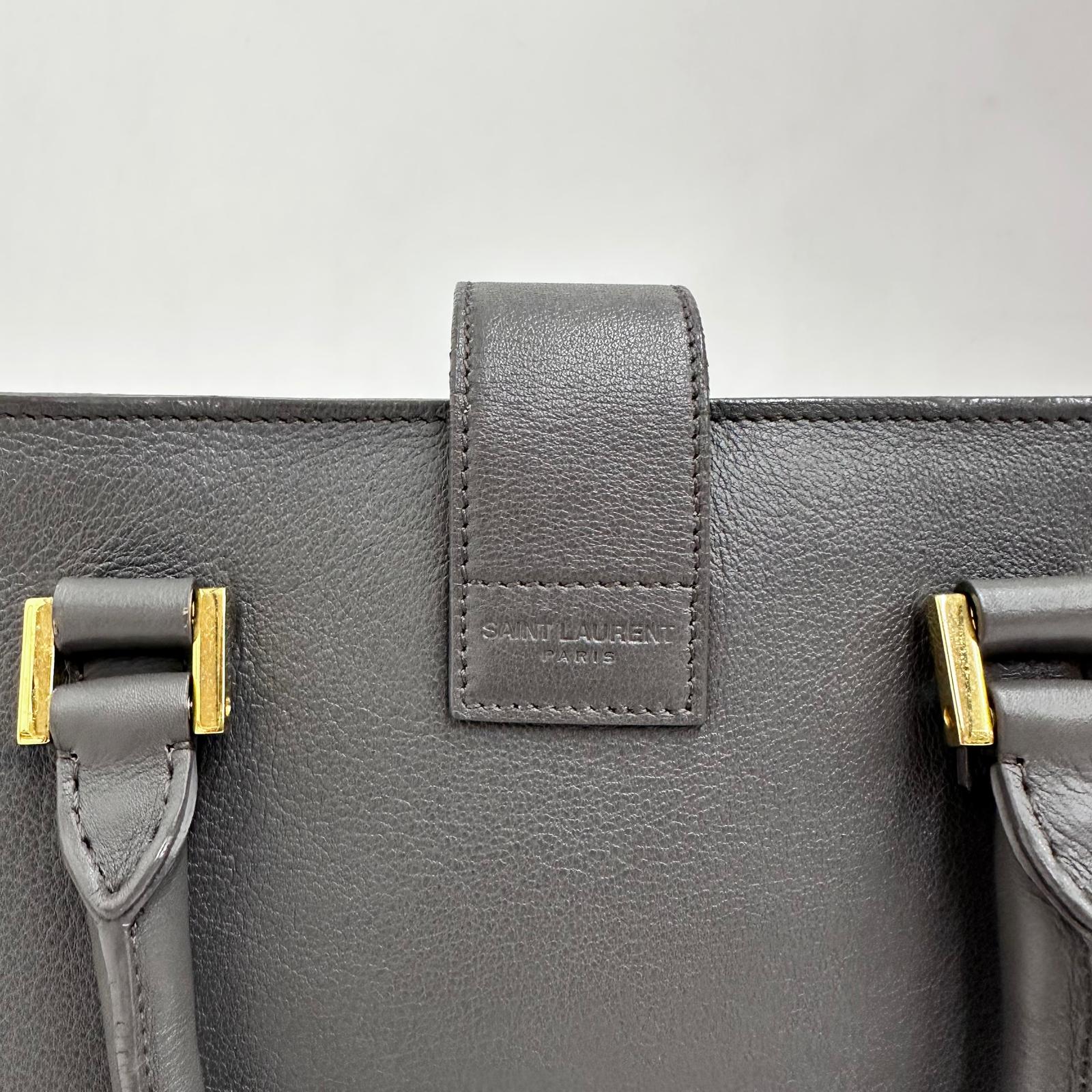 Saint Laurent Borsa Cabas Chyc Medium in pelle grigia