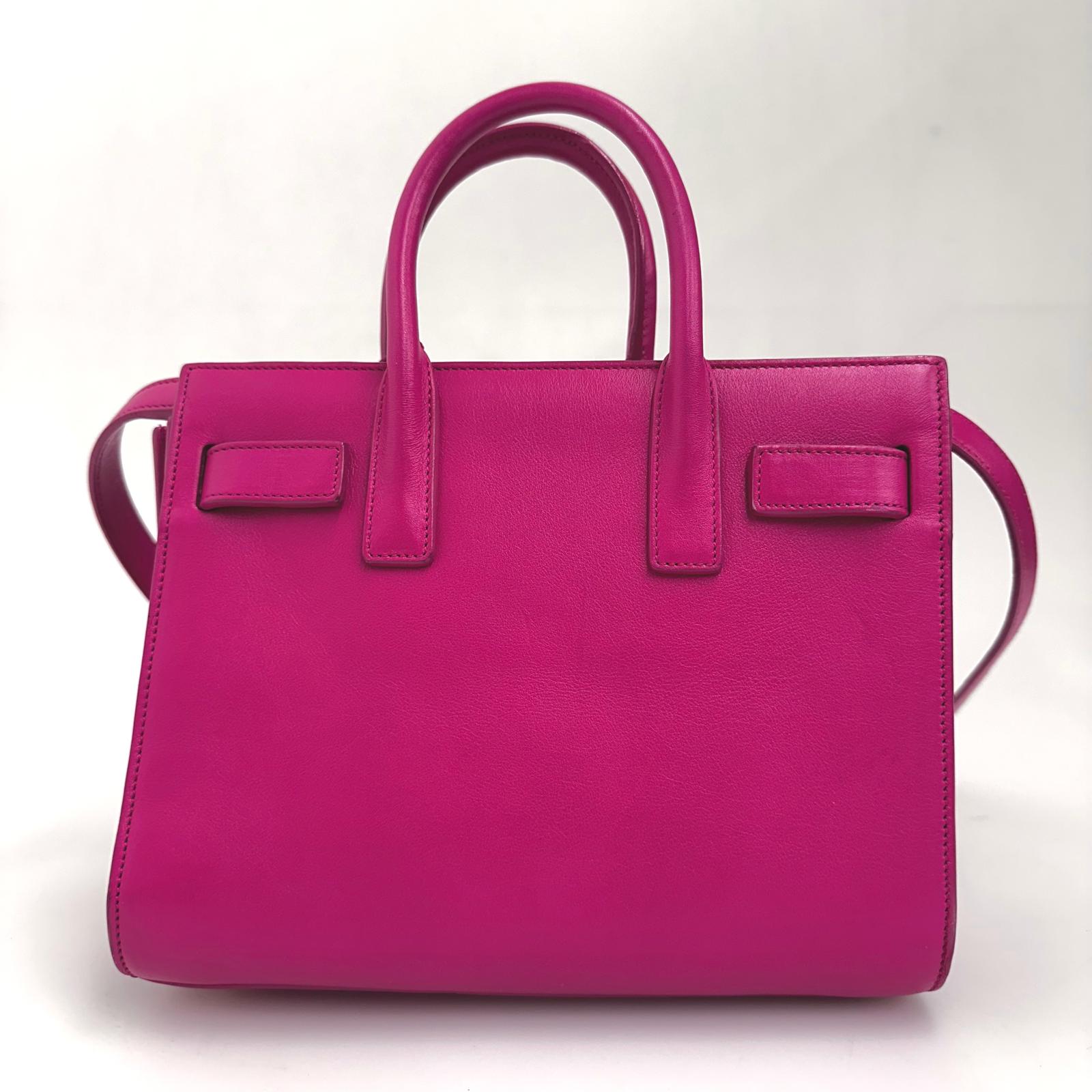 Saint Laurent Borsa Sac de Jour Nano in Pelle Fucsia
