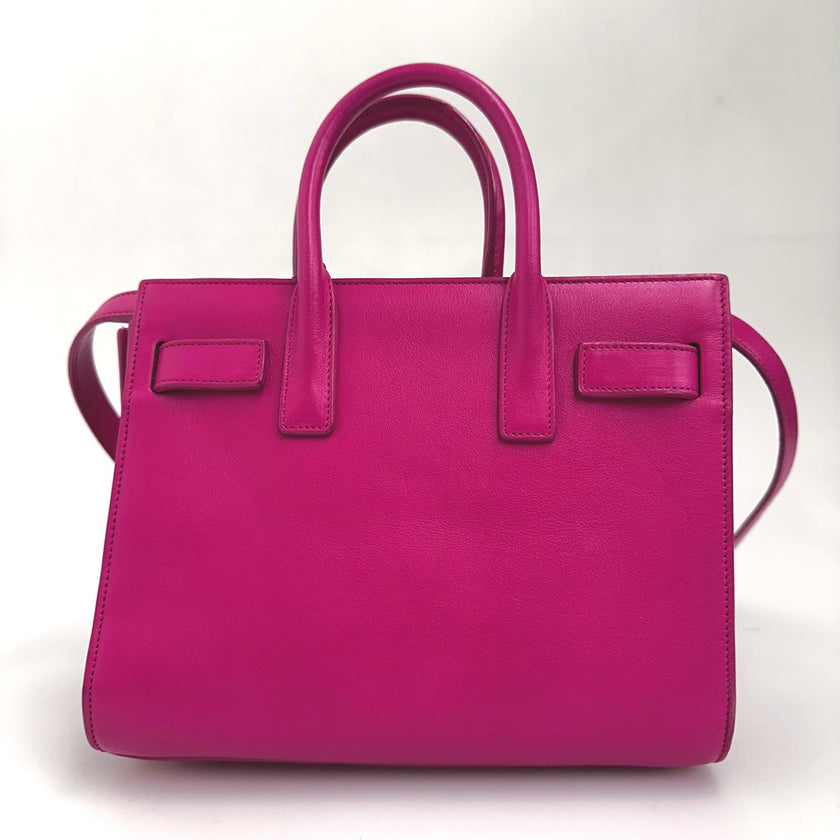 Saint Laurent Borsa Sac de Jour Nano in Pelle Fucsia