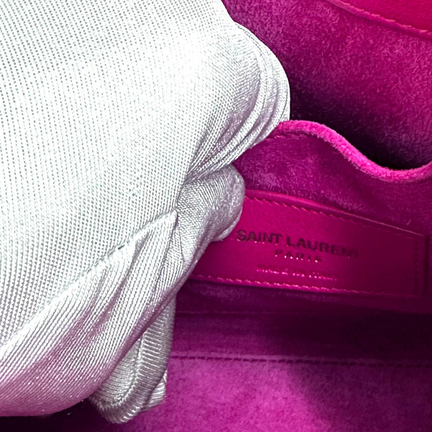 Saint Laurent Borsa Sac de Jour Nano in Pelle Fucsia