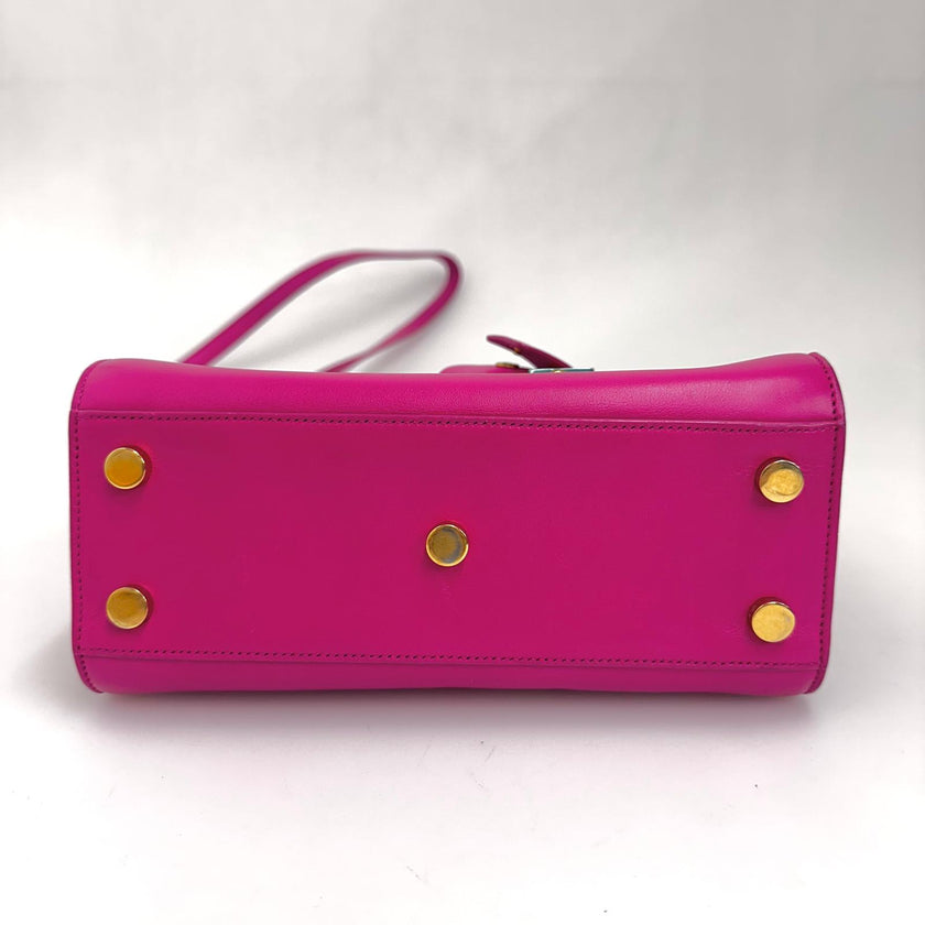Saint Laurent Borsa Sac de Jour Nano in Pelle Fucsia