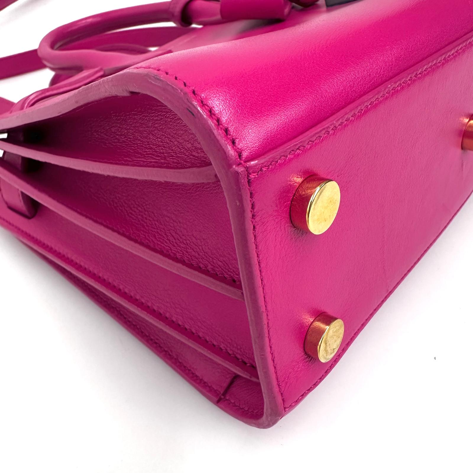 Saint Laurent Borsa Sac de Jour Nano in Pelle Fucsia