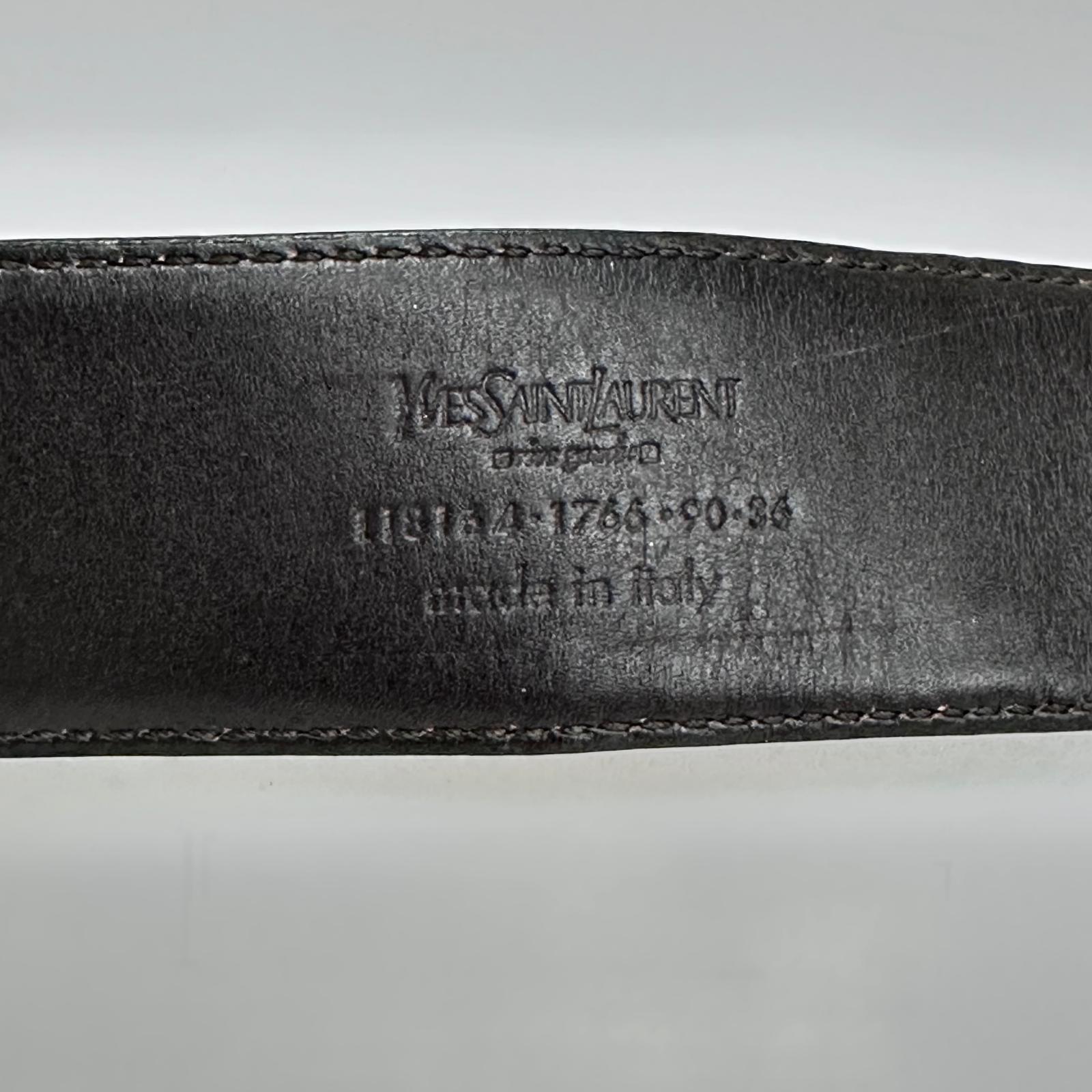 Saint Laurent Cintura in Pelle Marrone con Fibbia Monogram YSL Dorata